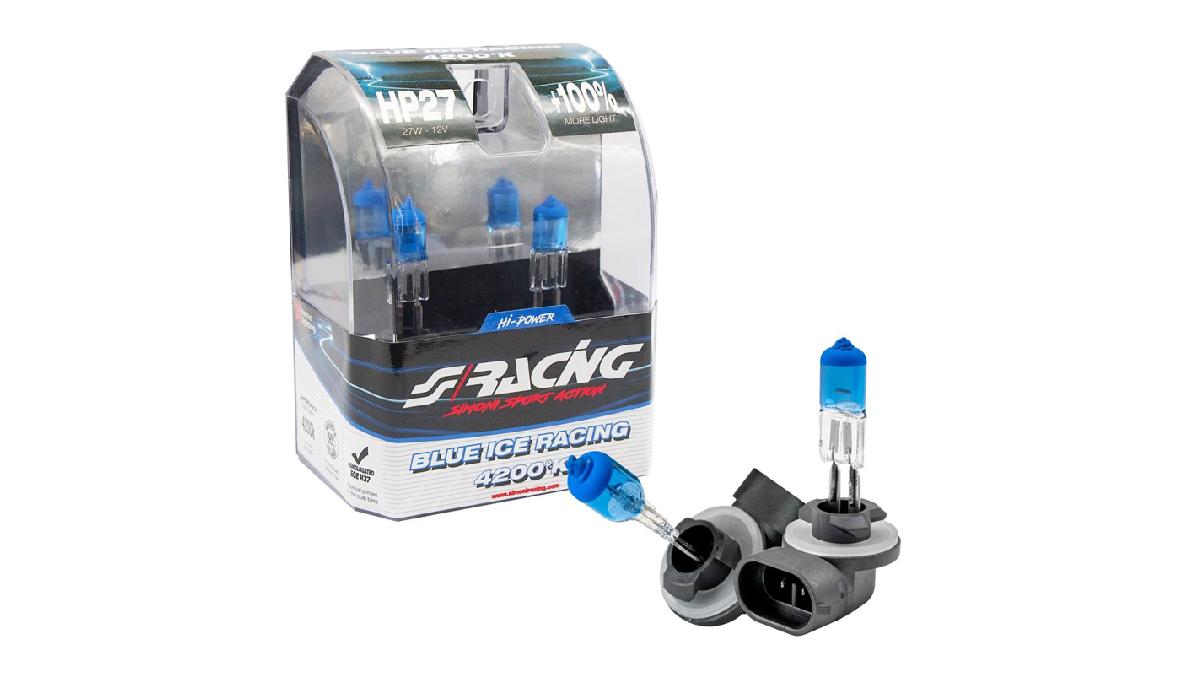Simoni+Racing+Ampoules+Halog%C3%A8ne+%27Blue+Ice+Racing%27+HP27-881+%284200K%29+12V%2F27W%2C+set+de+2+pi%C3%A8ces+ECE-R37